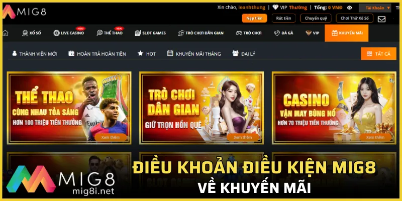 Điều khoản điều kiện Mig8 về chương trình khuyến mãi